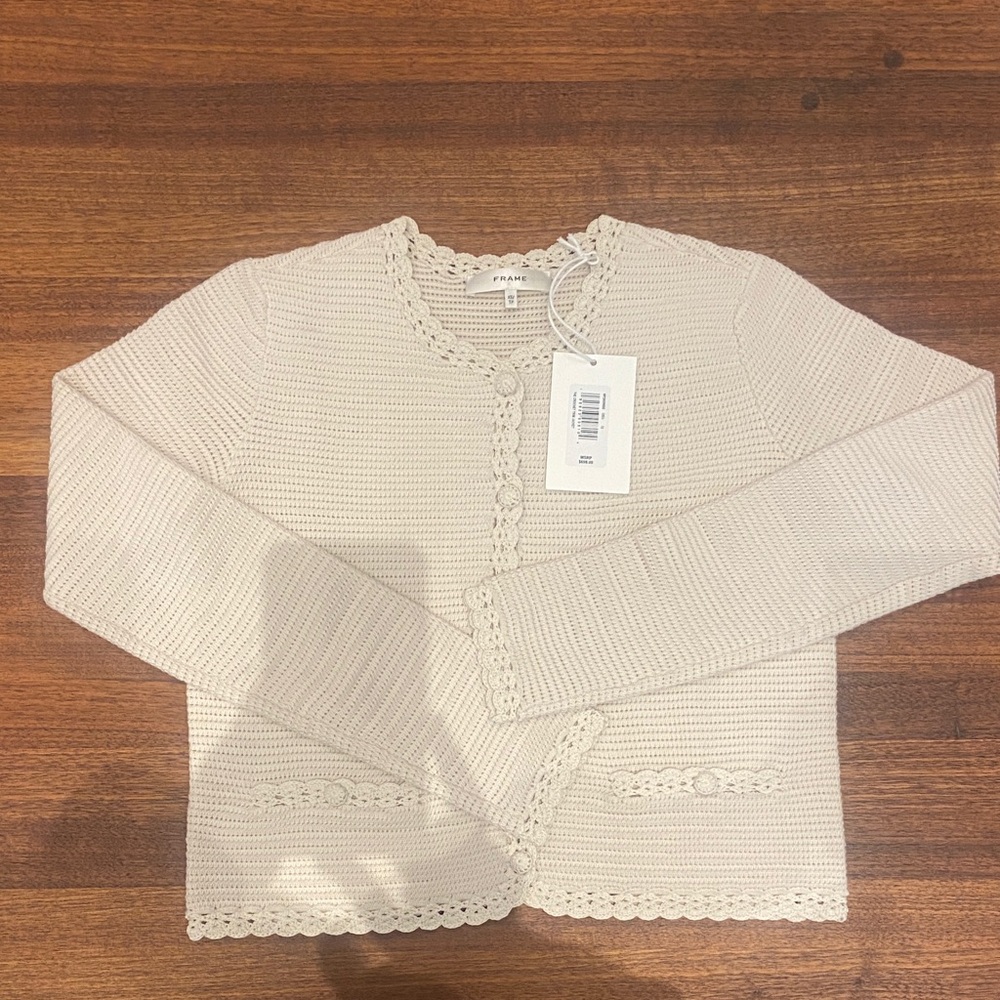 Frame Denim Cream Crochet Cardigan